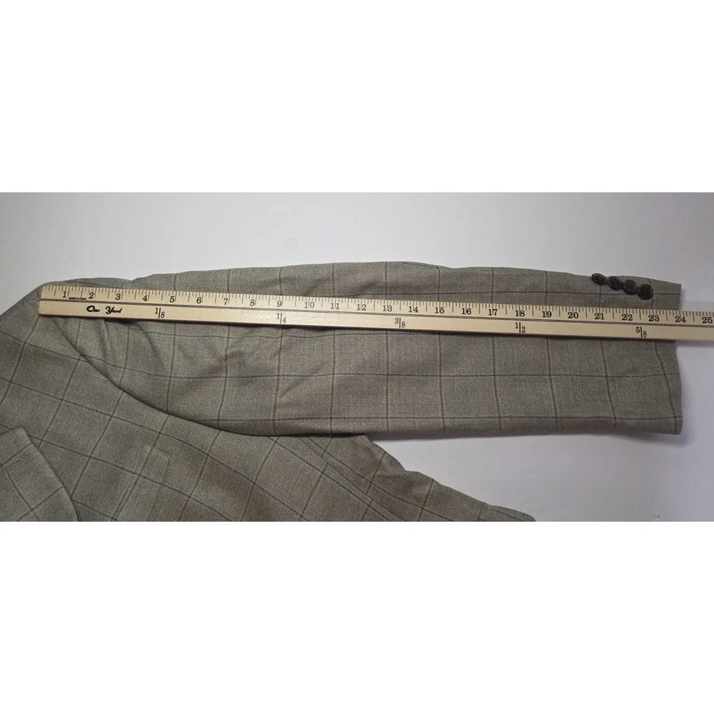 Lauren Ralph Lauren Mens‎ Size 40R Silk Blend Brown Check Blazer
